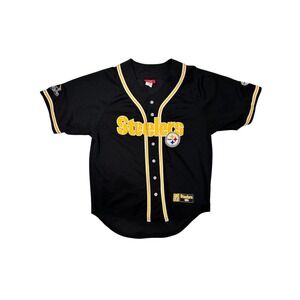 Pittsburgh Steelers NFL VF Imagewear Black Button Up Baseball Jersey Mens M